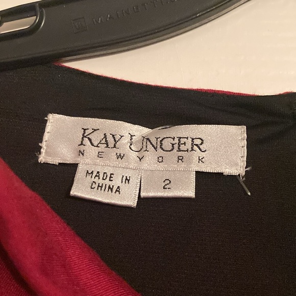 Kay Unger Dress Merlot Red with 3/4 Sleeves Lined Cowl Neck New With Tags - Picture 4 of 5